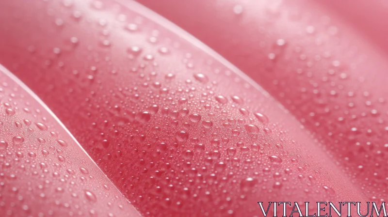 AI ART Close-Up Macro Photography: Pink Surface with Water Droplets