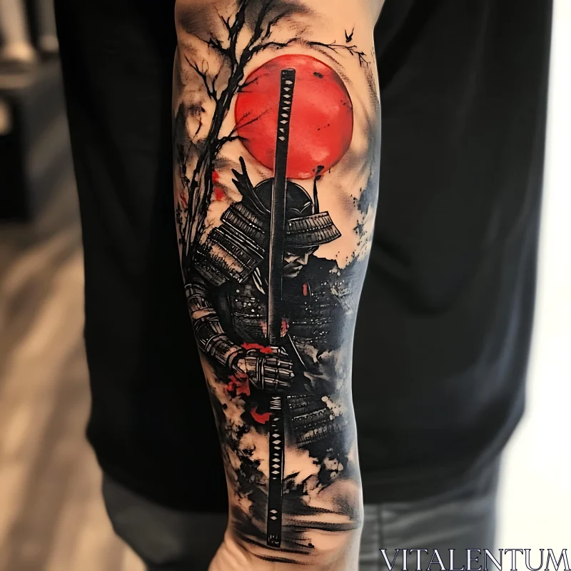 Japanese Samurai Tattoo on Arm AI Image