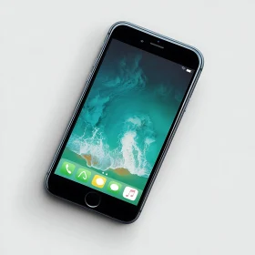 Mobile Phone with Ocean Wallpaper