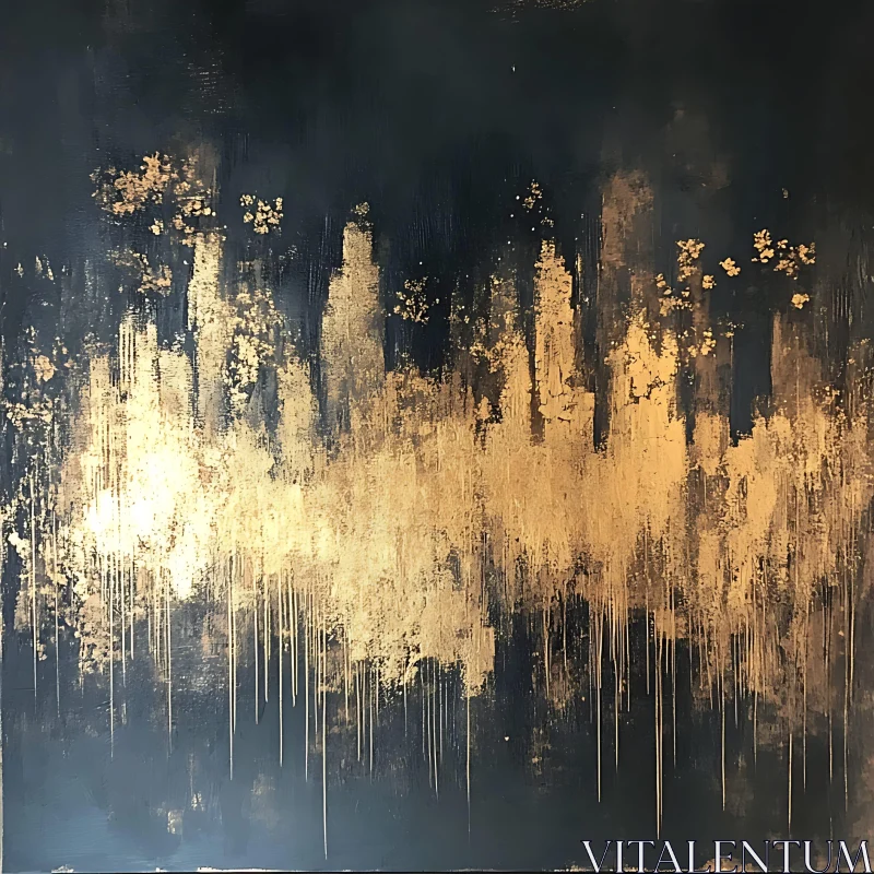 AI ART Golden Textures on Black Canvas