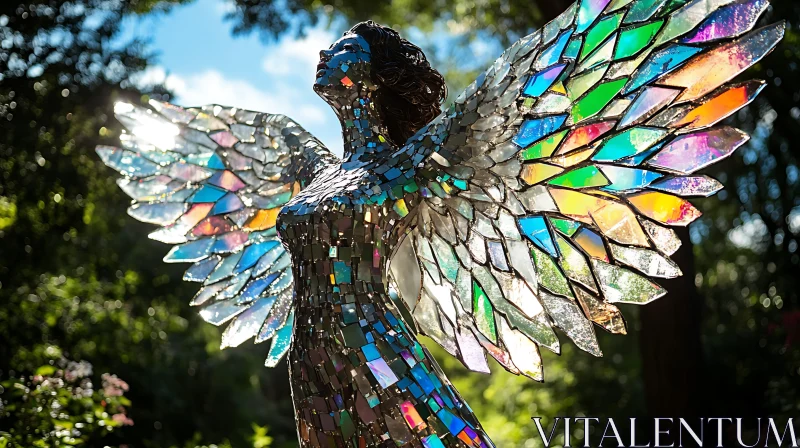 Mosaic Angel with Rainbow Wings AI Image