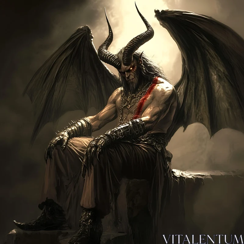 AI ART Dark Demon with Wings and Horns