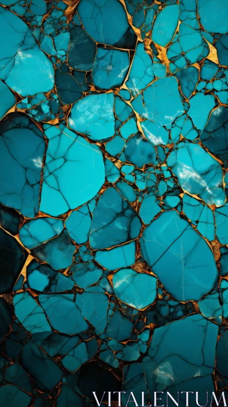 AI ART Turquoise and Gold Abstract Gemstone Wallpaper