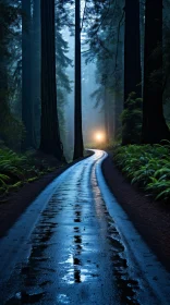 Twilight Forest Road: A Dreamlike Nature-Inspired Scene