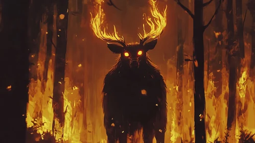 Deer with fiery antlers