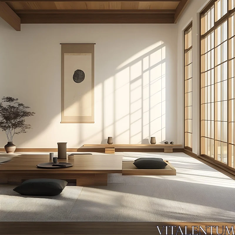 AI ART Minimalist Room with Natural Light