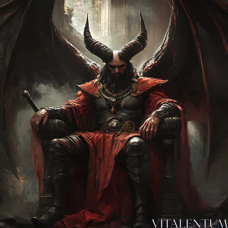 AI ART Winged Demon Enthroned Illustration