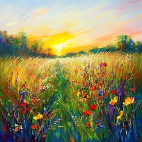 Painted Meadow at Sunset