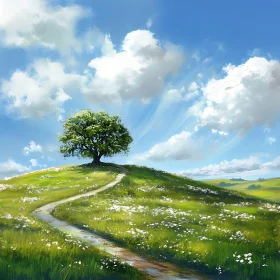 Idyllic Hilltop Tree Scenery