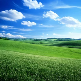 Scenic Green Field with Cloudscape