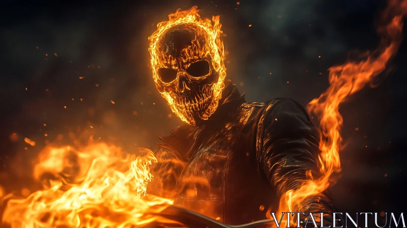 Flaming Skull Rider AI Image