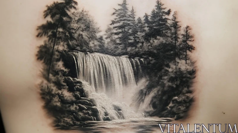 Nature-Inspired Waterfall Tattoo Art AI Image