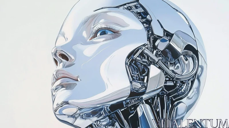 Humanoid Cyborg Mechanical Details AI Image