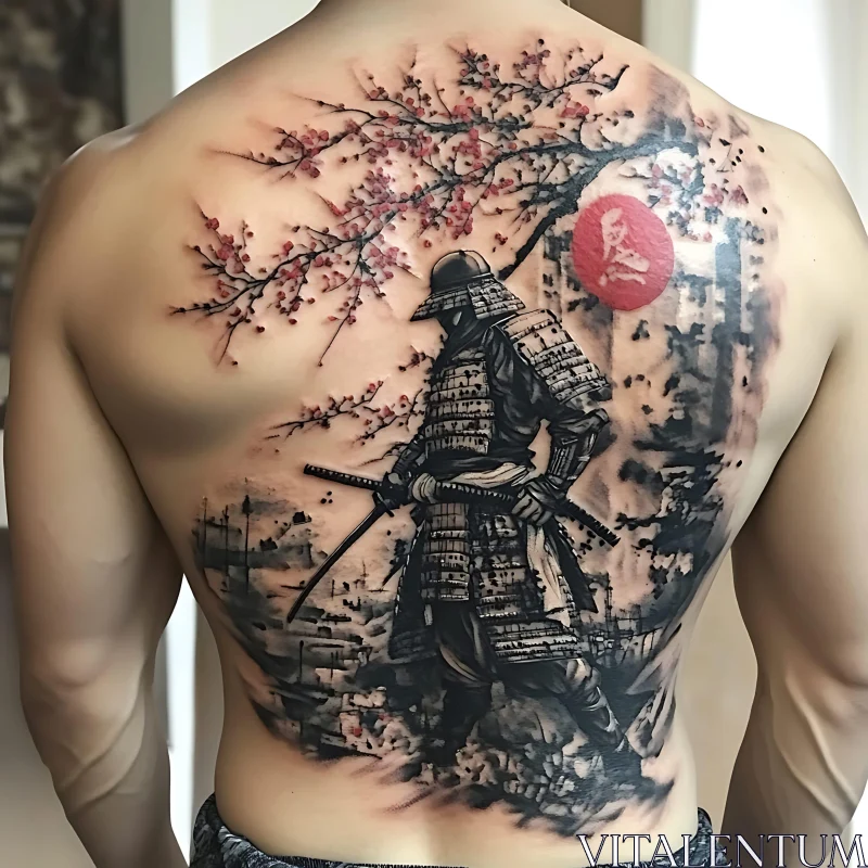 Detailed Japanese Back Tattoo AI Image