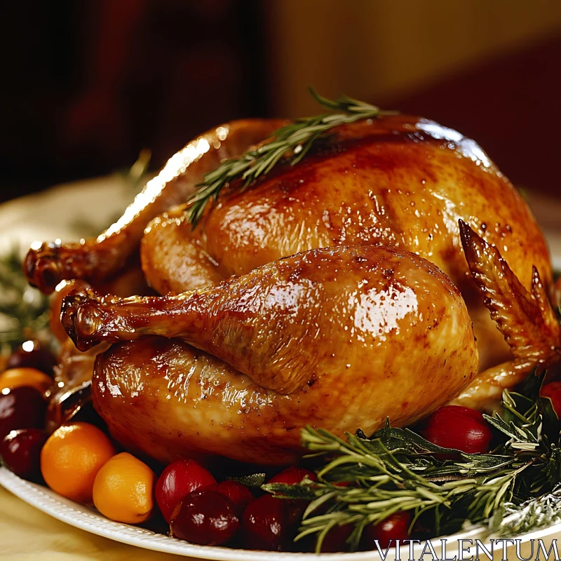 Holiday Turkey Feast with Rosemary and Citrus AI Image