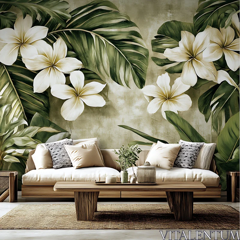 AI ART Serene Interior with Tropical Design