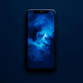 Mobile Phone with Blue Abstract Art
