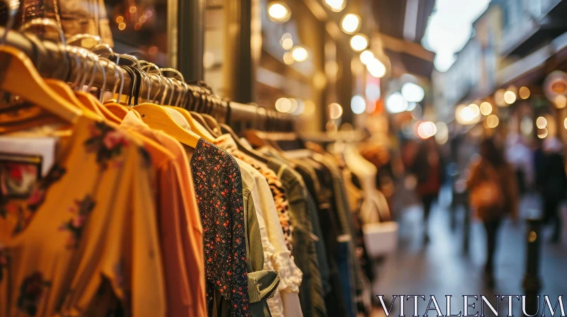 Blurred Clothing Rack in Store | Fashion Photography AI Image