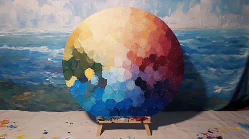 Gradient Color Wheel Art on Easel