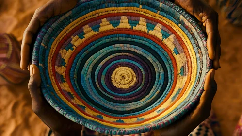 Artisan Crafted Colorful Woven Basket