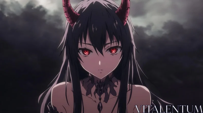 Anime Demon Woman Portrait AI Image