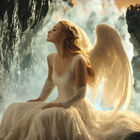Ethereal Angel with Flowing Wings