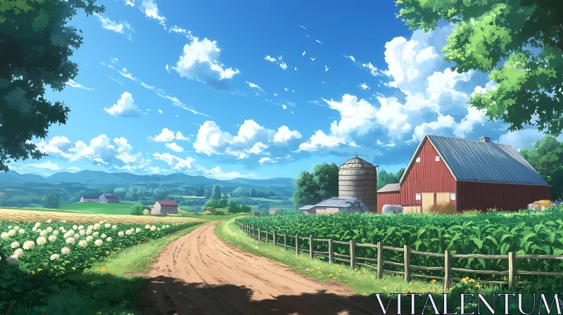 Rural Farm Scenery AI Image