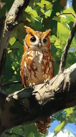 Owl Perched in Nature