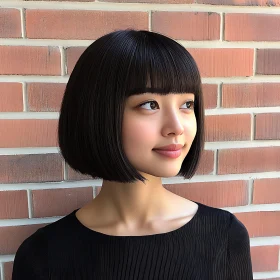 Serene Portrait of Woman with Black Bob