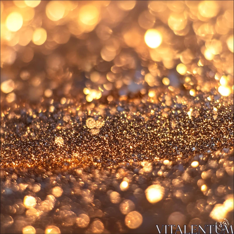 AI ART Close-Up of Golden Glitter with Sparkling Bokeh