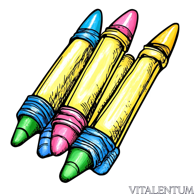 Three Crayons Art Supplies AI Image