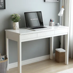 Minimalist Workspace with White Desk