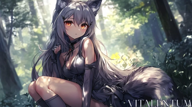 Anime Wolf Girl Portrait AI Image