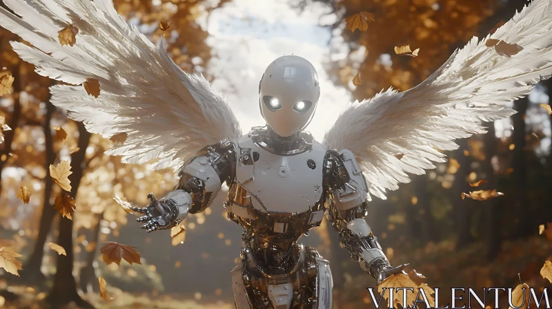 AI ART Mechanical Angel in the Fall