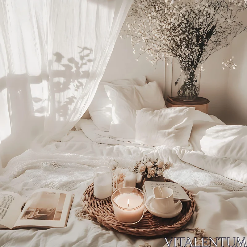 AI ART Peaceful Bedroom Scene with Soft Lighting