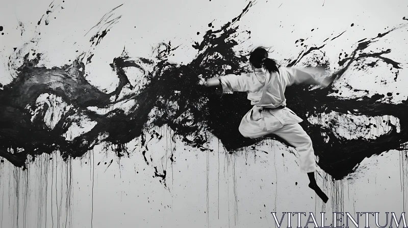 Monochrome Karate Art AI Image