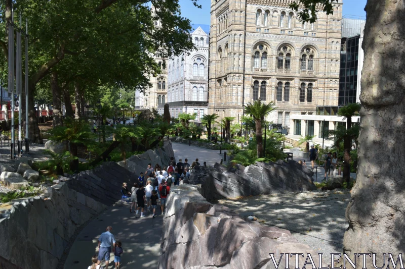 Cityscape with Trees and Tourists Free Stock Photo