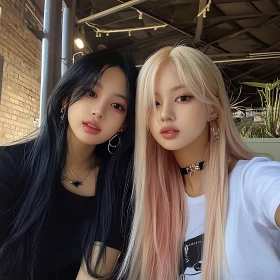 Charming Portrait of Two Elegant Women