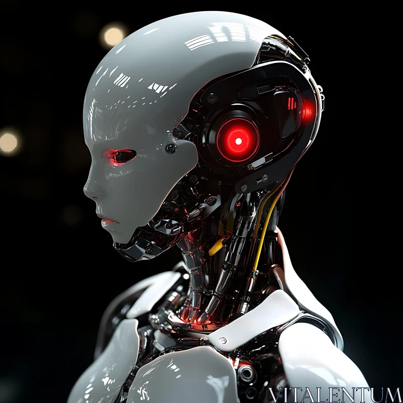 Sleek Futuristic Cyborg with Red LEDs AI Image