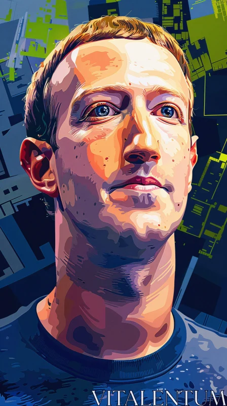 AI ART Mark Zuckerberg Digital Pop Art Illustration