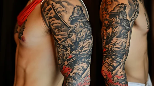 Traditional Samurai Warrior Arm Tattoo