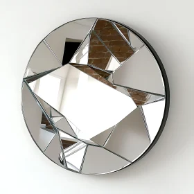 Abstract Glass Mirror with Geometric Design