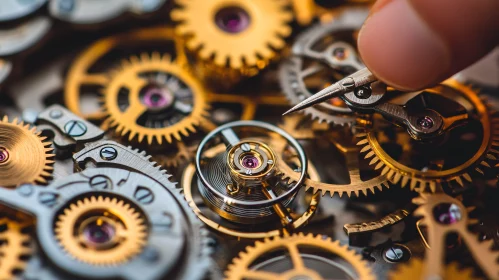 Detailed View of Wristwatch Gears