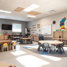 Classroom with Tables and Chairs