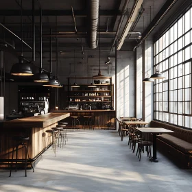 Modern Cafe with Industrial Elements