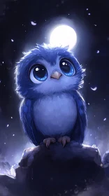 Blue Owl Under the Moon