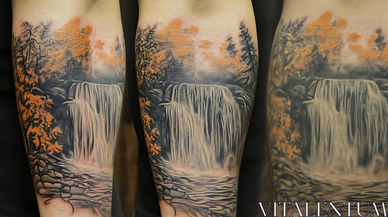 Waterfall Tattoo AI Image