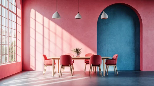 Modern Interior Design with Pink and Red