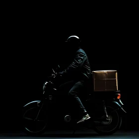 Midnight Delivery: Motorcycle in Shadows