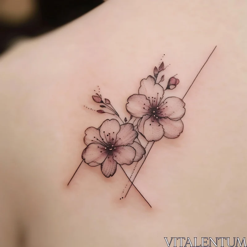 Minimalistic Cherry Blossom Tattoo Design AI Image